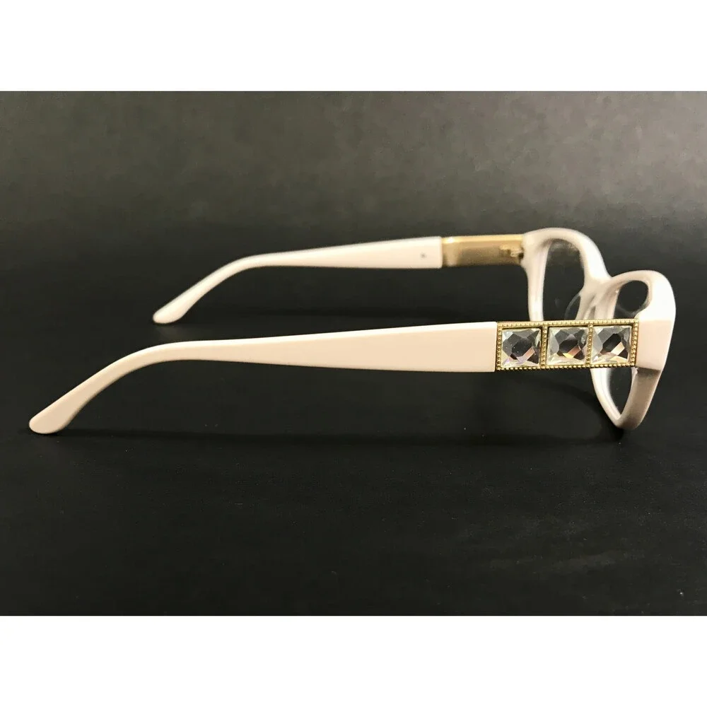 BCBGMAXAZRIA Eyeglasses Frames KASIA ALMOND WHITE Cat Eye Crystals 52-16-135